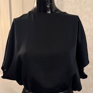 Banana Republic Black Satin Cap Sleeve Blouse Medium
